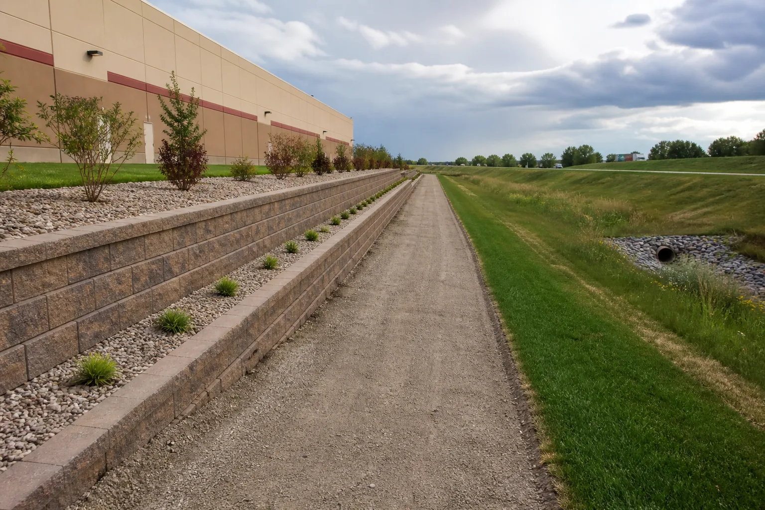 Landscaped concept with stonework and planting